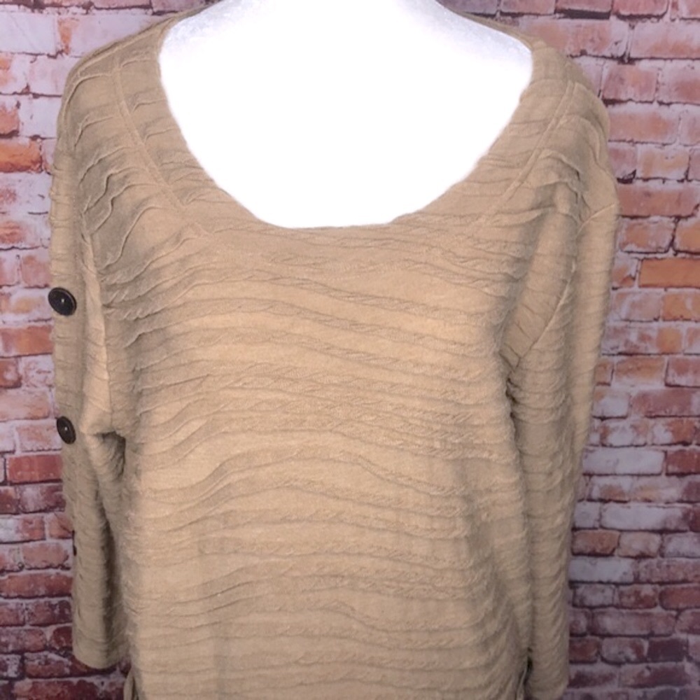 Toofan Tan Textured Lagenlook Scoop Neck Tunic - Picture 3 of 8